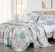 Chezmoi Collection Abbi 3-delige tuin bloemen vintage gewassen 100% katoen ruches trim patchwork quiltset (koningin)