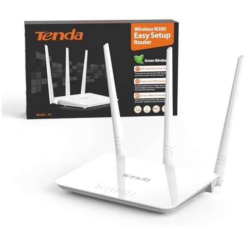 Tenda F3 Router 300 Mbps WLAN N in 2,4 GHz, 4 poorten Ethernet-router, 3 x 5 dBi antennes, Broadcom-chip, bandbreedtebediening, WPS, compatibel met alle interne boxen