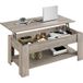 Yaheetech Table basse avec fonction plateau relevable – MDF et métal gris – 120 x 59 x 49,5-63,5 cm