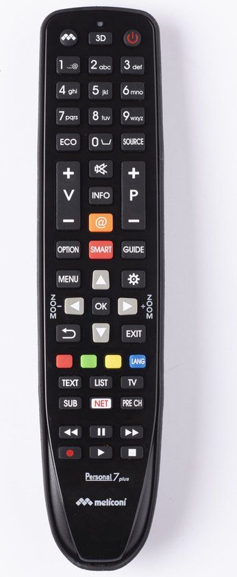 Meliconi Gumbody Personal 7 plus afstandsbediening IR Draadloos TV Drukknopen Zwart