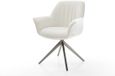 DELIFE Chaise de salle à manger Keila-Flex avec accoudoir piètement croisé large graphite bouclé doux beige pivotant à 360° fonction basculante