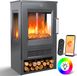 KESSER® Cheminée électrique avec radiateur soufflant, thermostat et WiFi, application, télécommande - Chauffage électrique avec 2 niveaux de chaleur 900/1800W, poêle électrique, effet flamme LED 9 modes de couleur, minuterie - anthracite