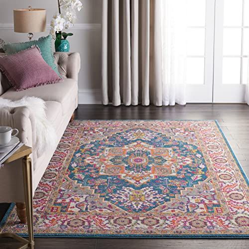 NOURISON Passion Perzische medaillon Teal Multicolor Tapijt 5' x 7'
