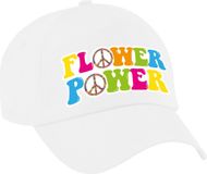 Bellatio Decorations Flower power verkleed pet wit - dames en heren - jaren 60 / toppers