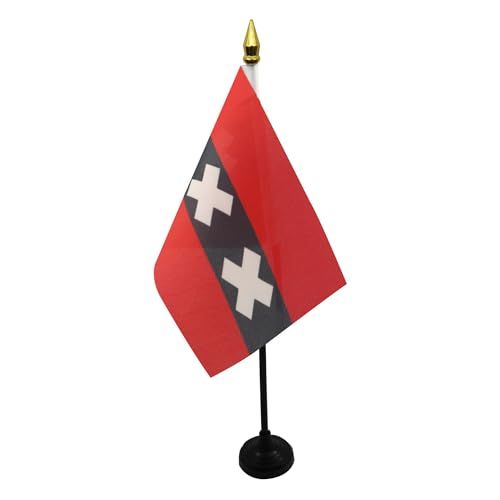 Amsterdam Table Flag 15x10 cm - Dutch Office Flag 15 x 10 cm - Gold Spearhead - AZ FLAG
