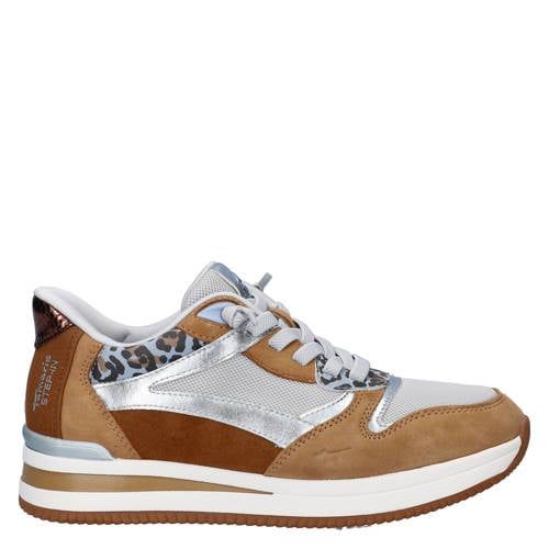 Tamaris Comfort imitatieleren leren sneakers cognac