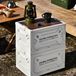 Boîte de rangement de 50 litres sur roulettes avec couvercle en bois, gris/blanc