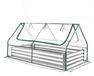 Plantenbak verhoogd met afdekking, 1800 x 900 x 300 mm, rechthoekige, verzinkte metalen plantenbak voor buiten, met PE-broeikasafdekking en handschoenen, roestvrij alu-zink, geschikt voor het kweken van bloemen en groenten, zilverkleurig