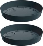 Prosperplast Opvangschaal/onderschaal voor bloempot/plantenpot - 3x - antraciet - rond - Dia 23 cm