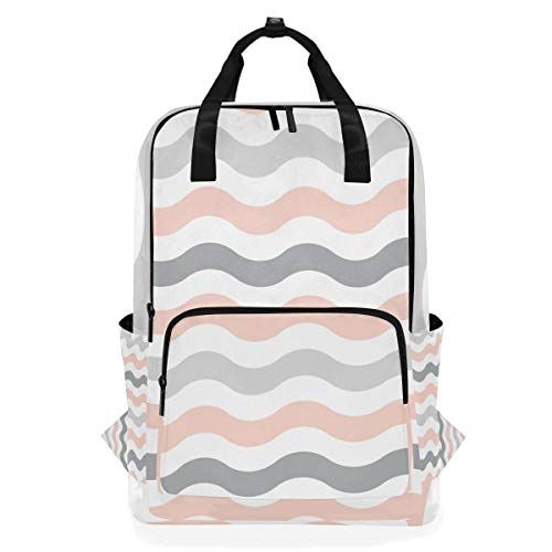 MONTOJ Travel Rugzak Kleur Illusie Wavy Line School Rugzak