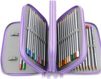 Grand étui à crayons Grand - Organiseur 72 compartiments - Poignée portable - Fermeture éclair de haute qualité - Parfait pour l'école/le bureau - Étui