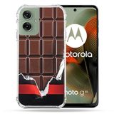 Cokitec Motorola G55 5G Textuur Trompe Eye Chocolade Versterkte hoes