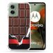 Cokitec Motorola G55 5G Textuur Trompe Eye Chocolade Versterkte hoes