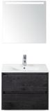 BES LED Dante Badmeubelset 60 cm - Black Oak - Keramische Wastafel Wit Enjoy met Sence Spiegel