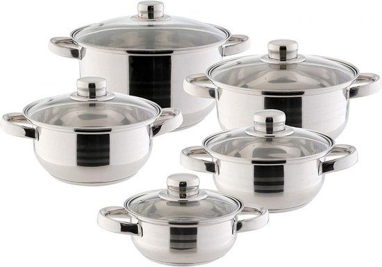 Northio Steelpannenset - 5 Pannen - Zilver - Aluminium - Inductie - Vaatwasserbestendig