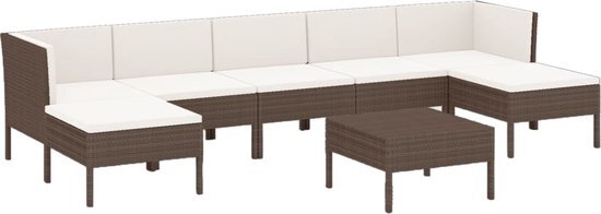 vidaXL 8-delige Loungeset met kussens poly rattan bruin