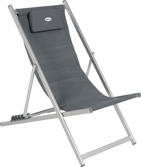 HESPERIDE Honolulu Outdoor Strandstoel - vouwstoel - ligstoel - campingstoel - Grijs - Gewatteerde canvas