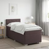 vidaXL Boxspringbed met matras, donkerbruin, 90 x 200 cm, stof