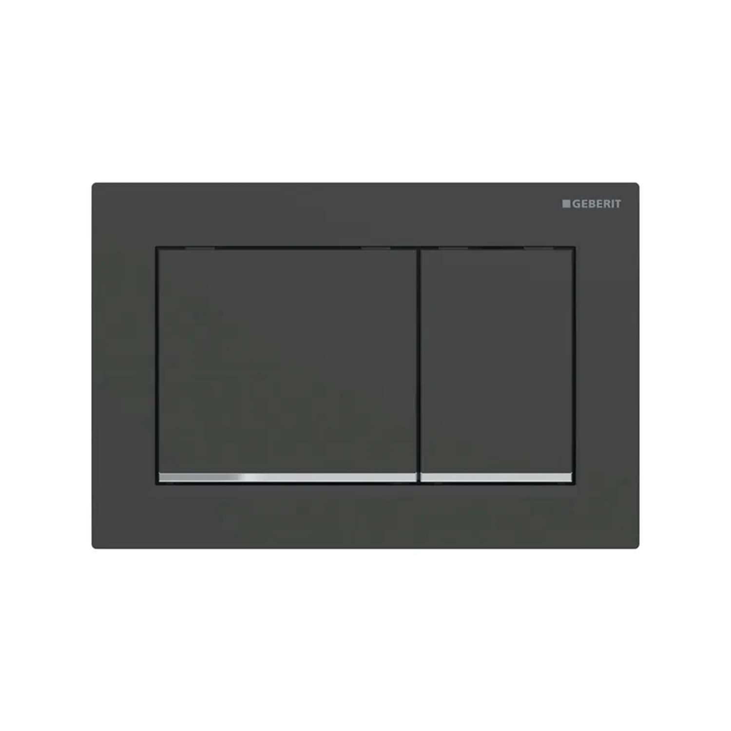 Geberit Omega 30 - Drukplaat - Mat Zwart - Glansverchroomde Designstroken