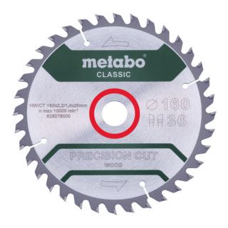Metabo zaagblad "precision cut wood - classic" 160x2,2/1,4x20 Z36 WZ 10°