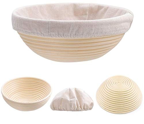 Sumshy Fermentatiemand rond, 20 x 8 cm, Ø 20 cm brood deeg mand vorm fermentatiemand mand van natuurlijk rieten voor zelfgemaakt brood voor professionele en huiselijke bakkers, broodbakken