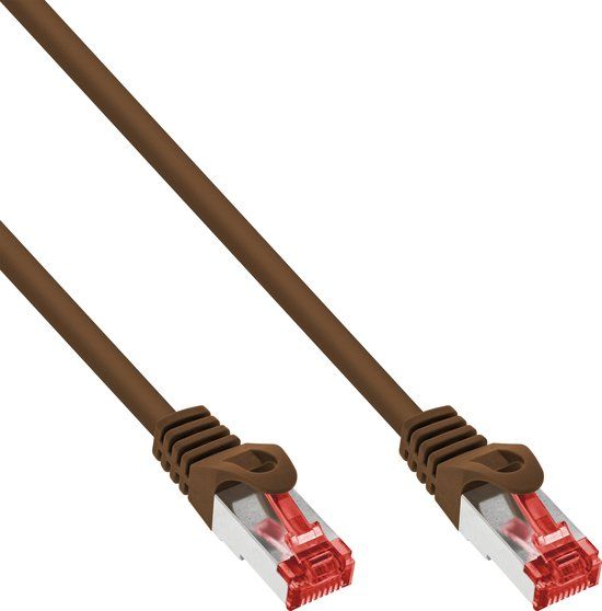 InLine® Patchkabel, S/FTP (PiMf), Cat.6, 250 MHz, PVC, koper, bruin, 7,5m