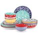 Vancasso Service de table, 16 pièces, ensemble combiné, porcelaine, composé de : assiettes plates, assiettes à dessert, assiettes creuses, bols pour 4 personnes, multicolore