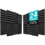 JBER set van 24 antraciet akoestische panelen 5 x 30 x 30 cm brand- en geluidwerende wandpanelen van wedgeschuim voor studio‘s