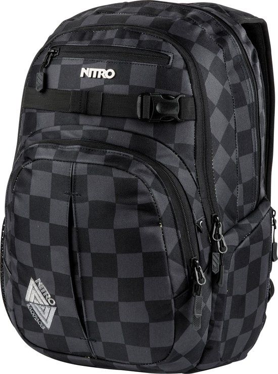 Nitro Chase 35L Daypacker Collection Rugzak met laptopvak - Checker Donkergrijs Zwart