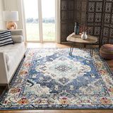 Safavieh Monaco Collectie Boho Tapijt, Laagpolig, Violet en Lichtblauw, 122 x 122 cm