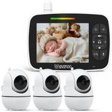 Lovinoo Babyfoon met 3 Camera's - Baby Monitor - Op Afstand Bestuurbaar - Babyphone - Temperatuursensor - Uitbreidbaar Tot 4 Camera's - Terugspreekfunctie - Zonder Wifi en App - 3.5 Inch HD Scherm