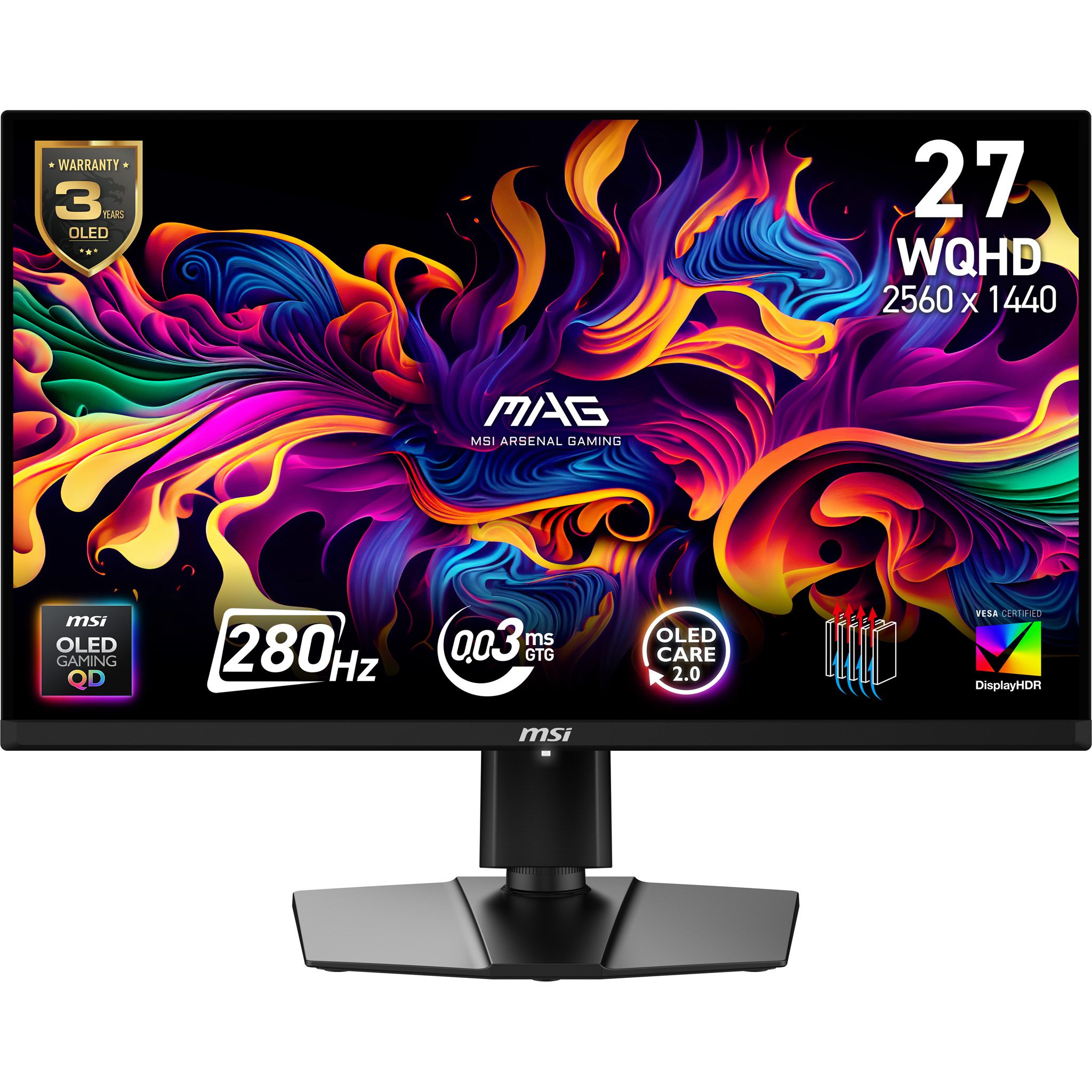 MSI MAG 271QP QD-OLED X28 27" WQHD Gaming Monitor - 280Hz, QD-OLED
