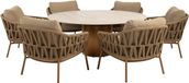 4 Seasons Outdoor Colorado Biarritz low dining tuinset 160xH69 cm rond 7 delig keramiek amber