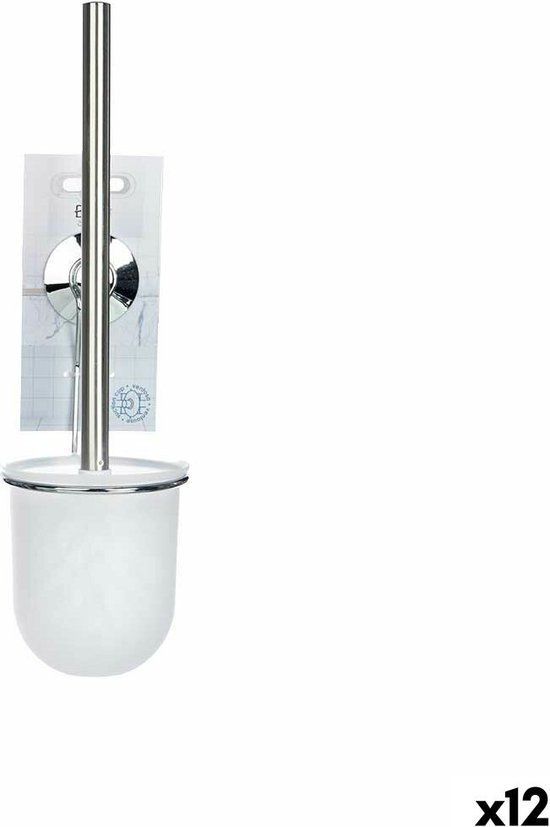 Toiletborstel Wit Staal ABS 10 x 36 x 10 cm (12 Stuks)