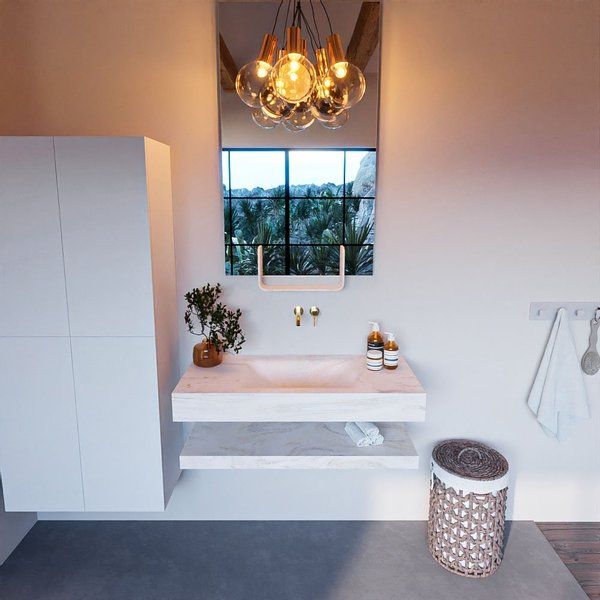 MONDIAZ ALAN-DLUX Badmeubelset 100cm Ostra met vrijhangende wastafel - Ostra ADX100OstPLM0Ost