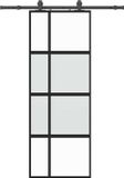 vidaXL Schuifdeur met beslagset 76x205 cm gehard glas zwart