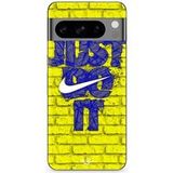 Google Pixel 8 Pro hoesje just do it logo kleur blauw voorkant geel Maniacase