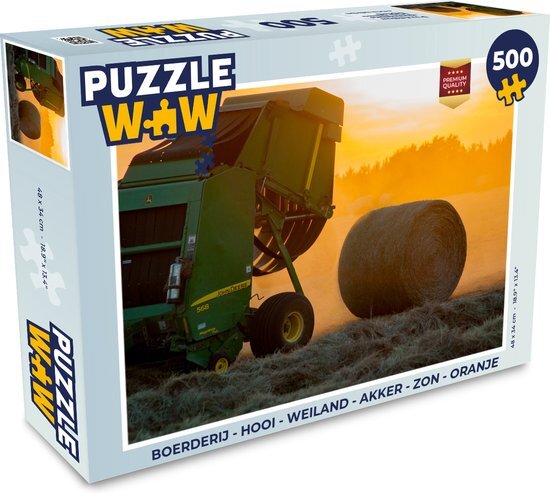 MuchoWow Puzzel Boerderij - Hooi - Weiland - Akker - Zon - Oranje - Legpuzzel - Puzzel 500 stukjes - Sinterklaas cadeautjes - Sinterklaas voor grote kinderen