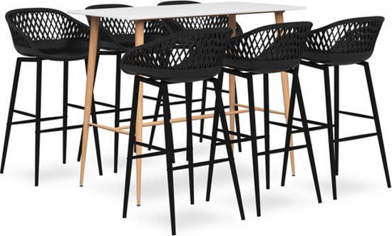 vidaXL 7-delige Barset wit en zwart