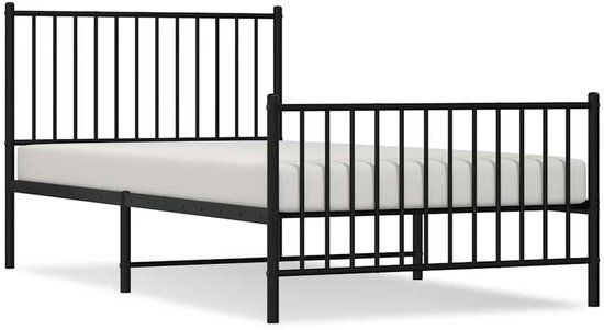 vidaXL Bedframe met hoofd- en voeteneinde metaal zwart 100x200 cm