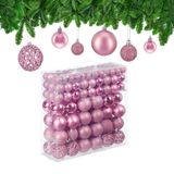 Relaxdays Kerstballen, Set van 150, Roze