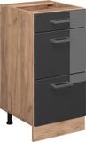 Vicco R-Line Meuble bas de cuisine – 40 cm avec tiroirs, sans plan de travail Anthracite Laqué brillant