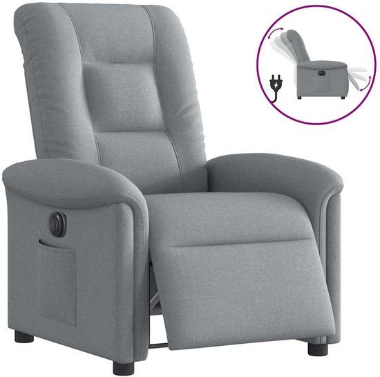 vidaXL Fauteuil elektrisch verstelbaar stof lichtgrijs