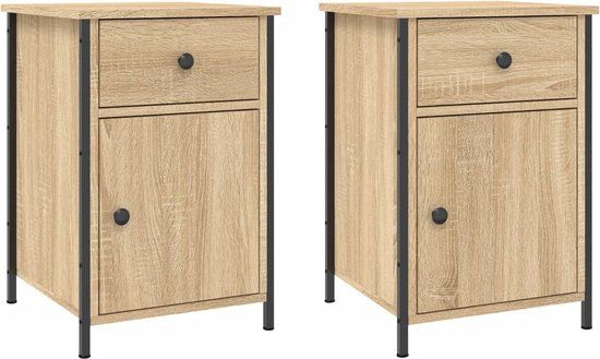 vidaXL Nachtkastjes - Set van 2 - Sonoma Eiken - Hout