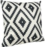 QUVIO Kussensloop met geruit patroon - 45 x 45 cm - Zwart / Beige
