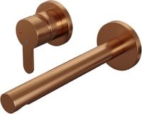 Brauer Copper Edition Inbouw Wastafelmengkraan met Rechte Uitloop en Rozetten Model D2 Koper Geborsteld PVD