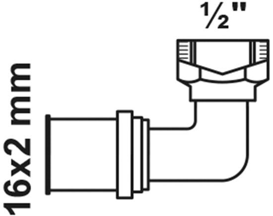 KIRCHHOFF MS knie 90°, blanco, 16 mm x 1/2"BI, persfitting voor meerlagen buis