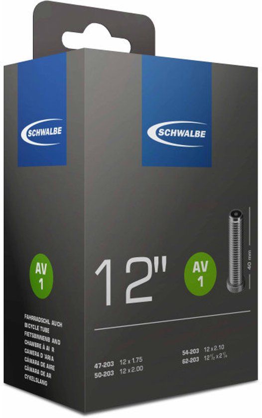 Schwalbe Binnenband Fiets Frans Ventiel 12 x 1.75 - 2 1/4 Zwart Rubber
