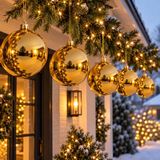 Decoris Boule de Noël - 5x - or - grand - 20 cm - plastique - brillant