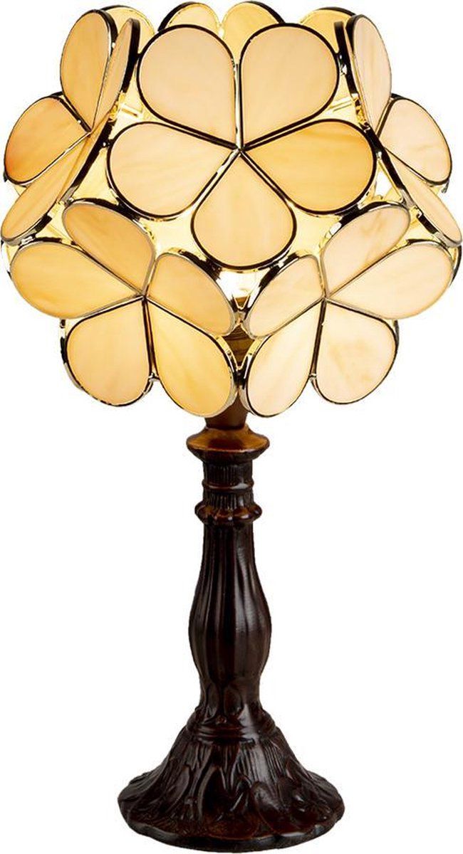 Lumilamp Tiffany Tafellamp - 21x21x38 cm - Beige - E14